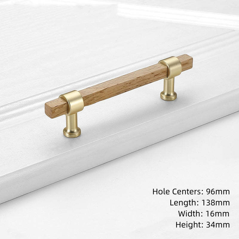 Black Walnut Square Cabinet Handles Beech Wood Drawer Pulls -Homdiy