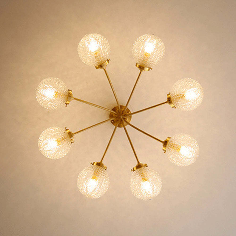 Modern Gold Brass Glass Semi Flush Mount Ceiling Light -Homdiy