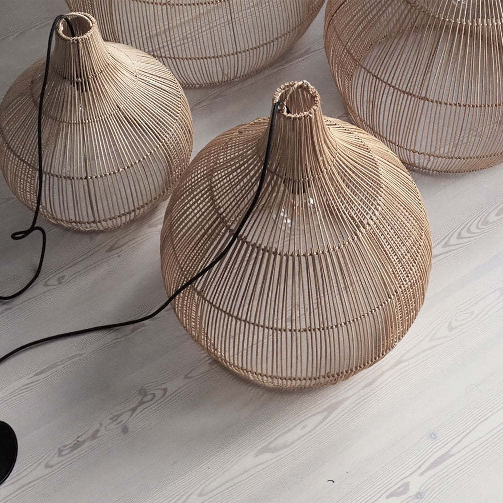 Handmade Wicker Woven Pendant Lampshade Rattan Hanging Light -Homdiy