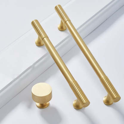 Linear Knurled Solid Brass Cabinet Handles and Knobs -Homdiy