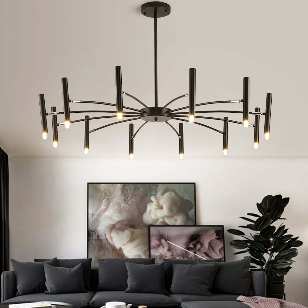Large Chandelier Iron Black Living Room Pendant Light