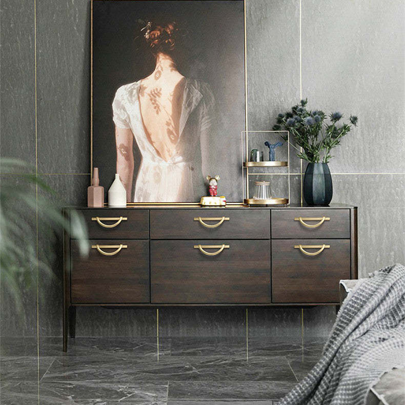 Zinc Alloy Brushed Gold Cabinet Handle Semicircle Dresser Knobs -Homdiy