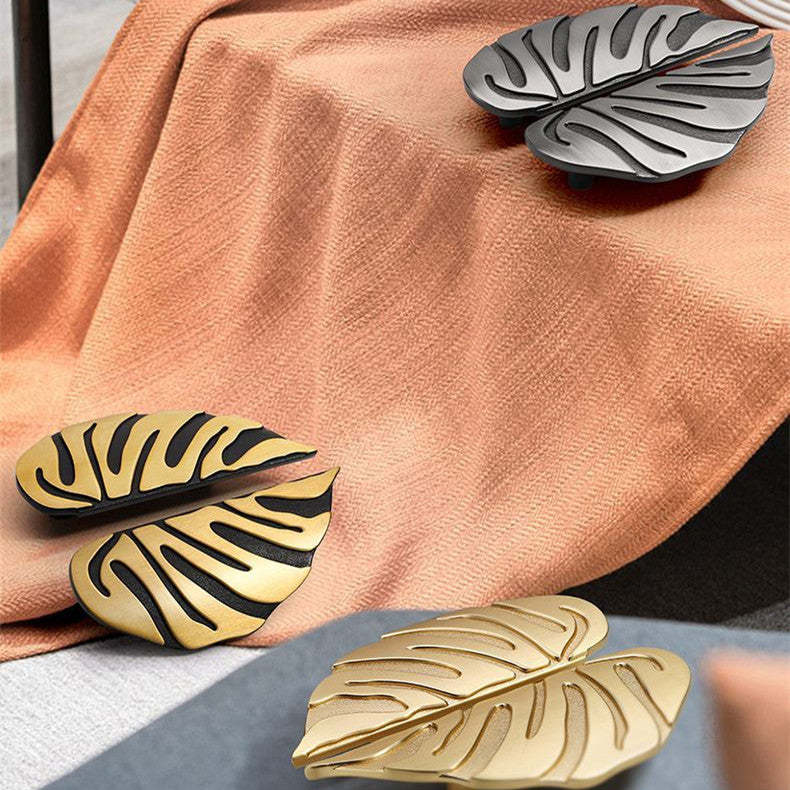 Leaf Brass Kitchen Pulls Drawer Knobs(A PAIR) -Homdiy