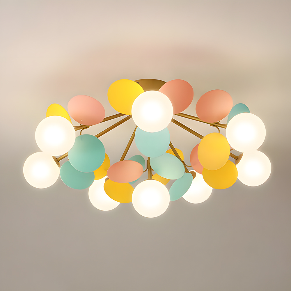 Modern Spherical Shape Glass Flush Ceiling Light Chandelier for Living Room
