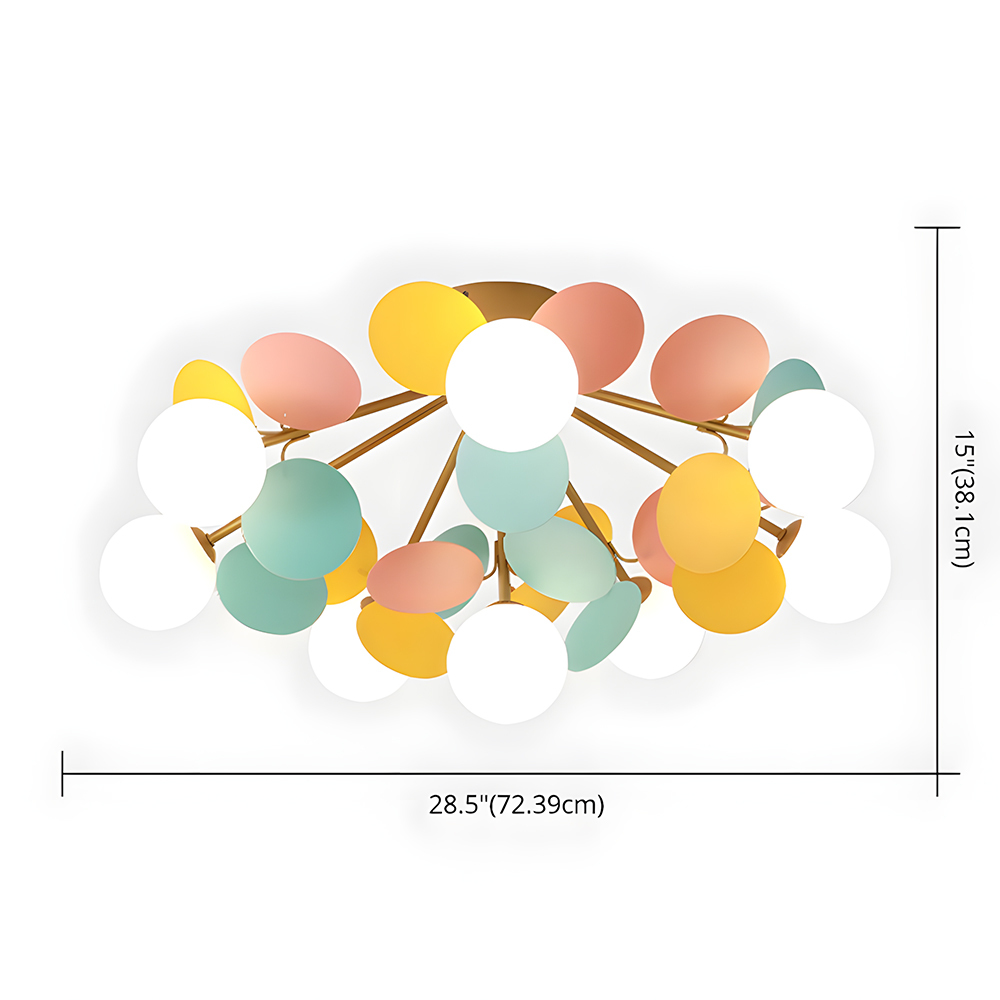 Modern Spherical Shape Glass Flush Ceiling Light Chandelier for Living Room