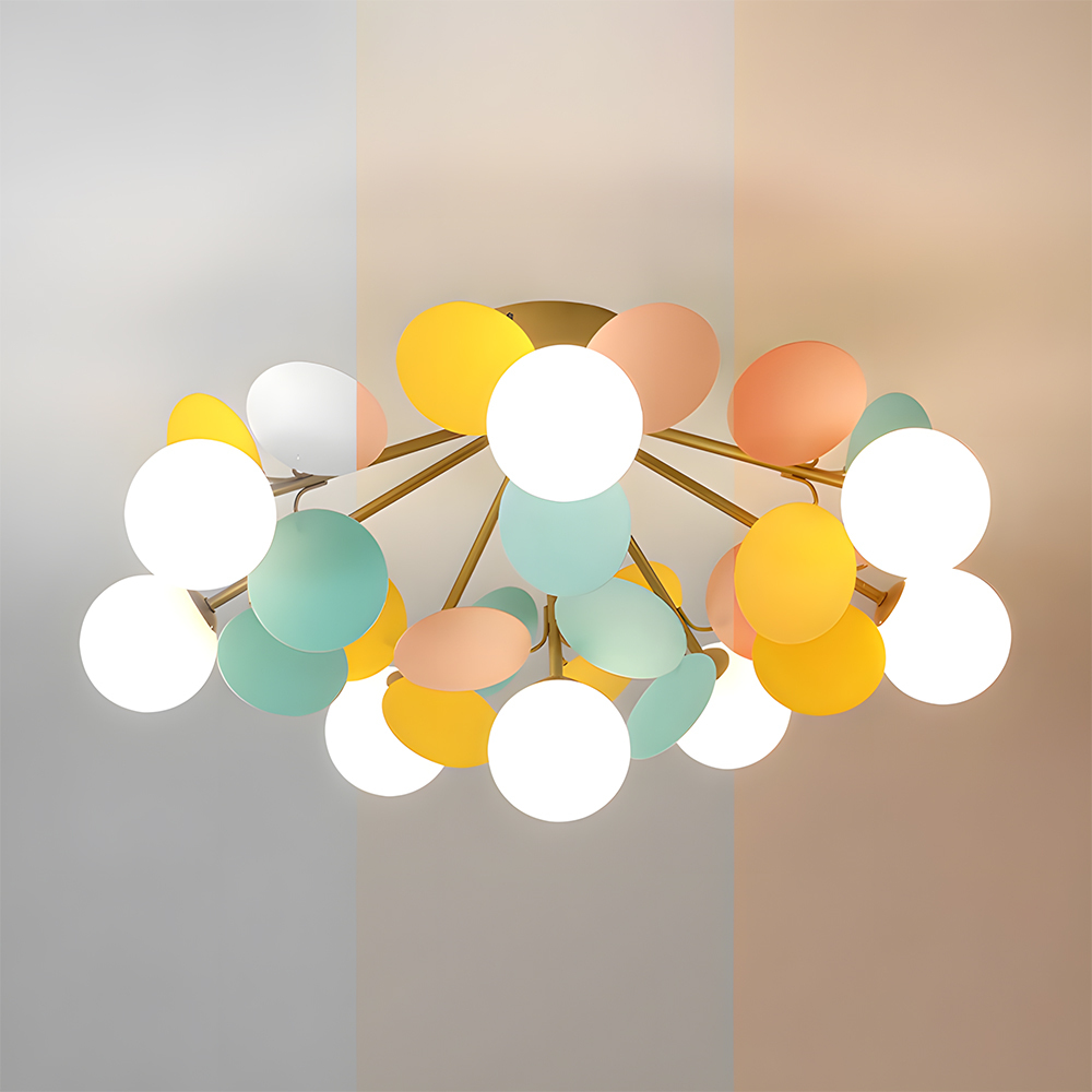 Modern Spherical Shape Glass Flush Ceiling Light Chandelier for Living Room