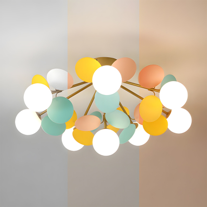 Modern Spherical Shape Glass Flush Ceiling Light Chandelier for Living Room