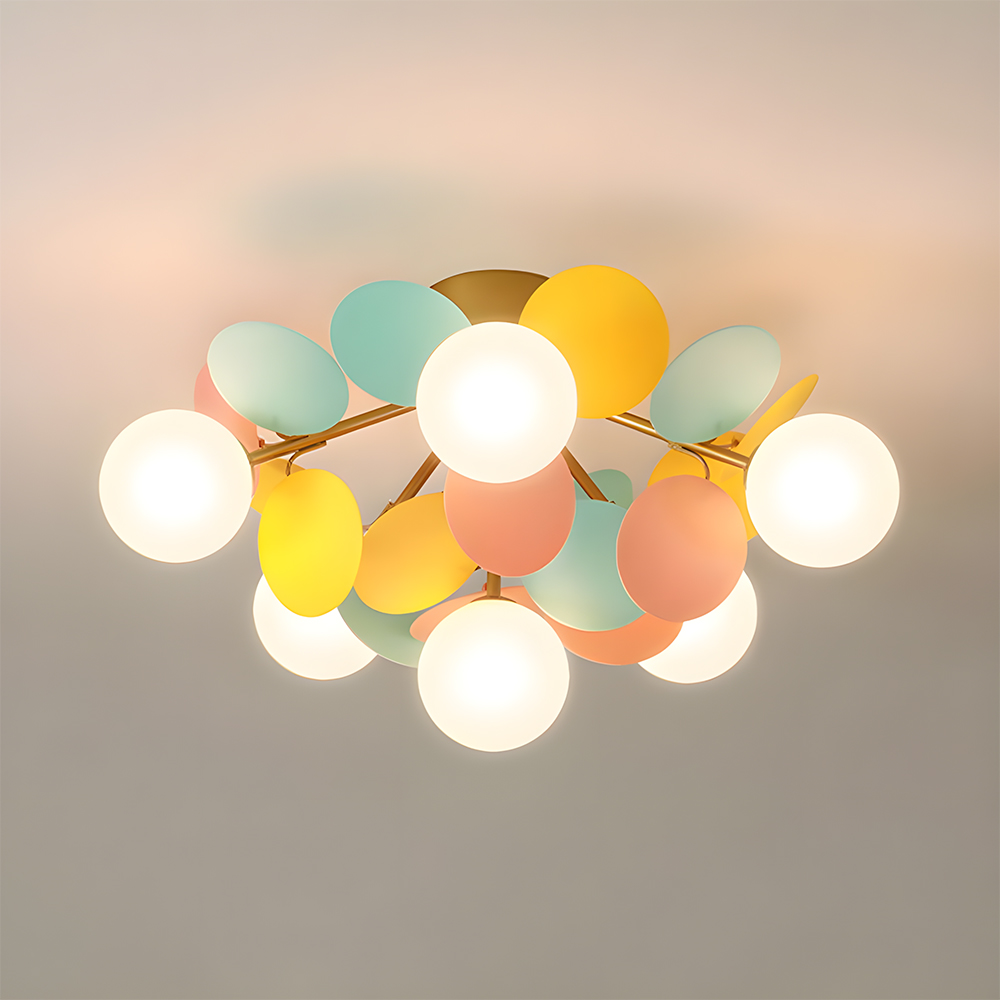Modern Spherical Shape Glass Flush Ceiling Light Chandelier for Living Room
