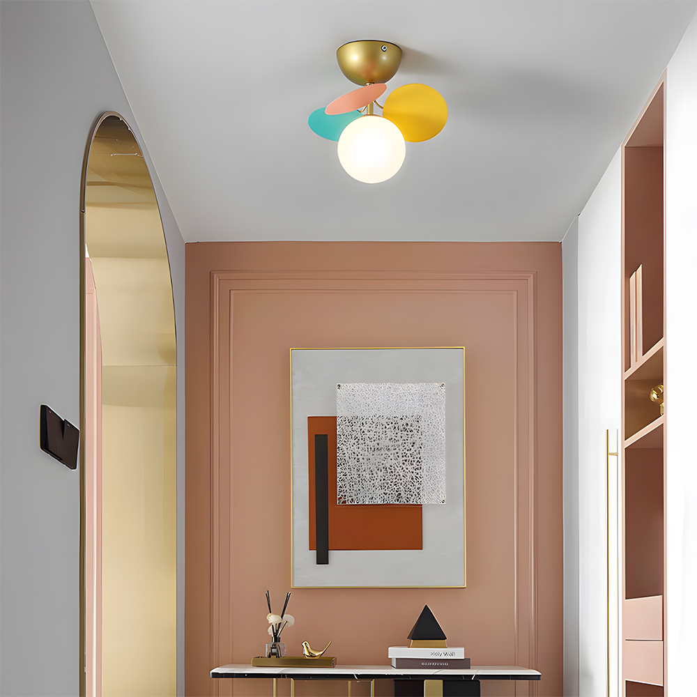 Modern Spherical Shape Glass Flush Ceiling Light Chandelier for Living Room