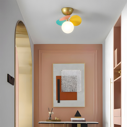 Modern Spherical Shape Glass Flush Ceiling Light Chandelier for Living Room