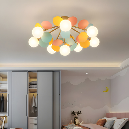 Modern Spherical Shape Glass Flush Ceiling Light Chandelier for Living Room