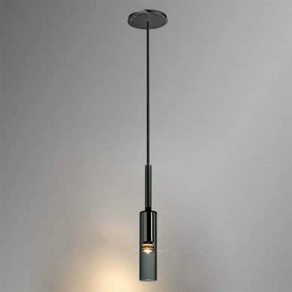Smoke Grey Glass Tube Pendant Light -Homdiy