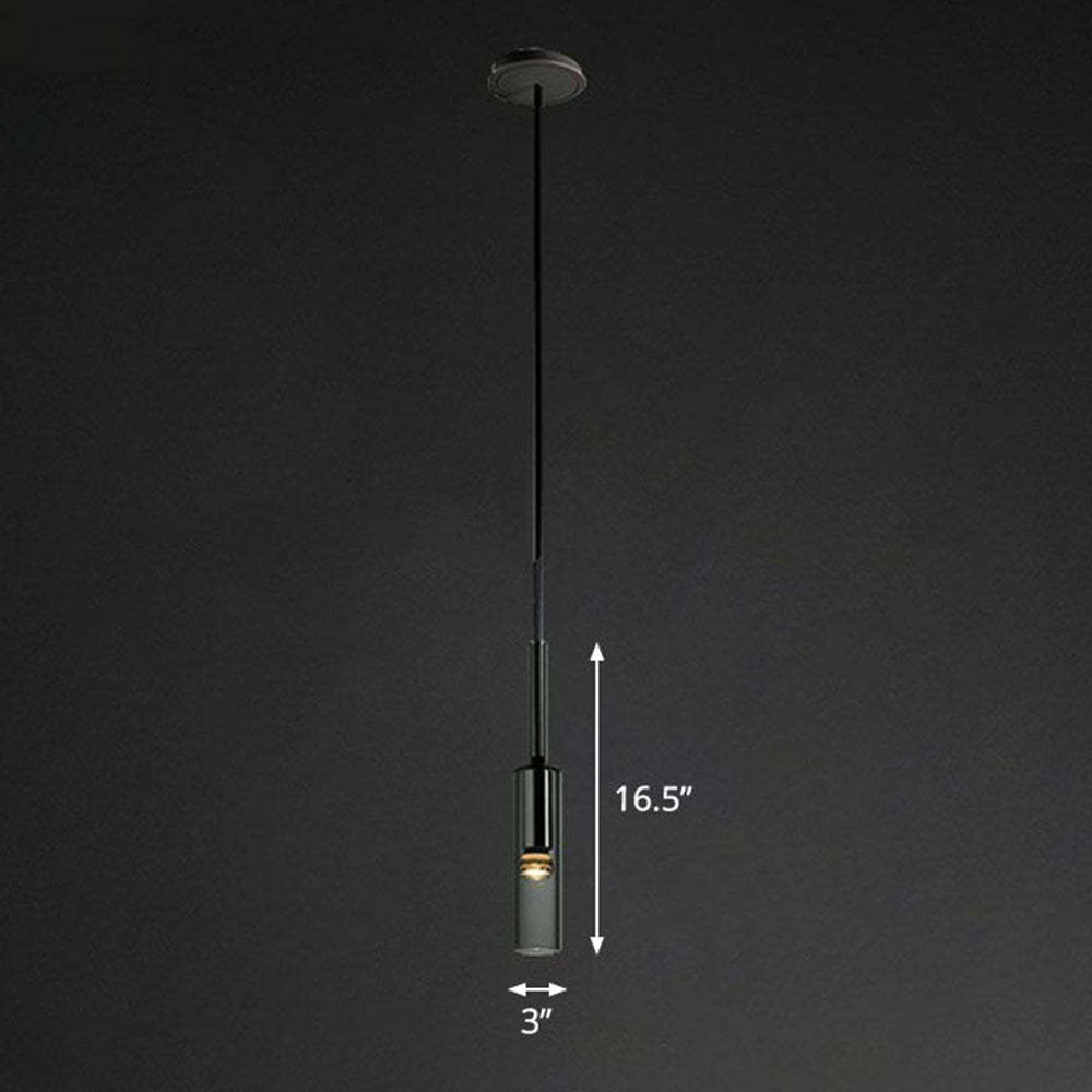 Smoke Grey Glass Tube Pendant Light -Homdiy