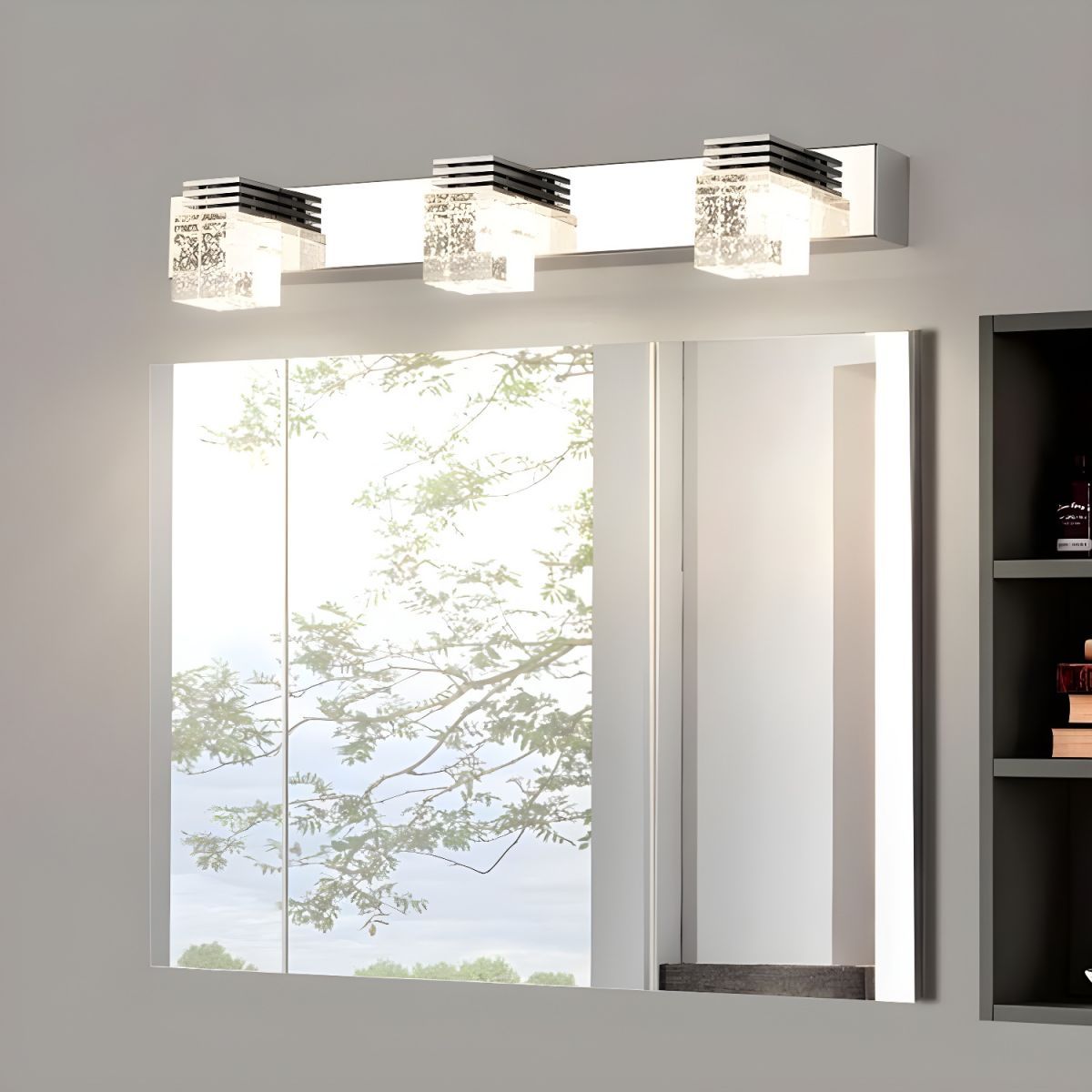 Crystal Block Silver Bathroom Vanity Wall Light -Homdiy