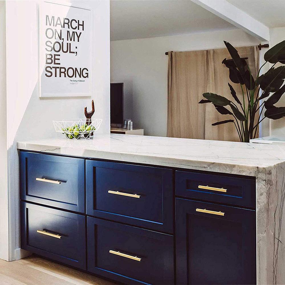 Brass Gold Square Bar Cabinet Drawer Pulls and Knobs -Homdiy