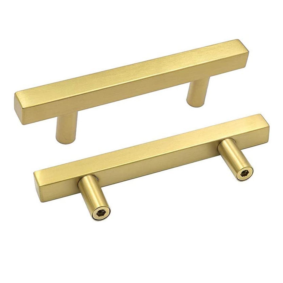 Brass Gold Square Bar Cabinet Drawer Pulls and Knobs -Homdiy