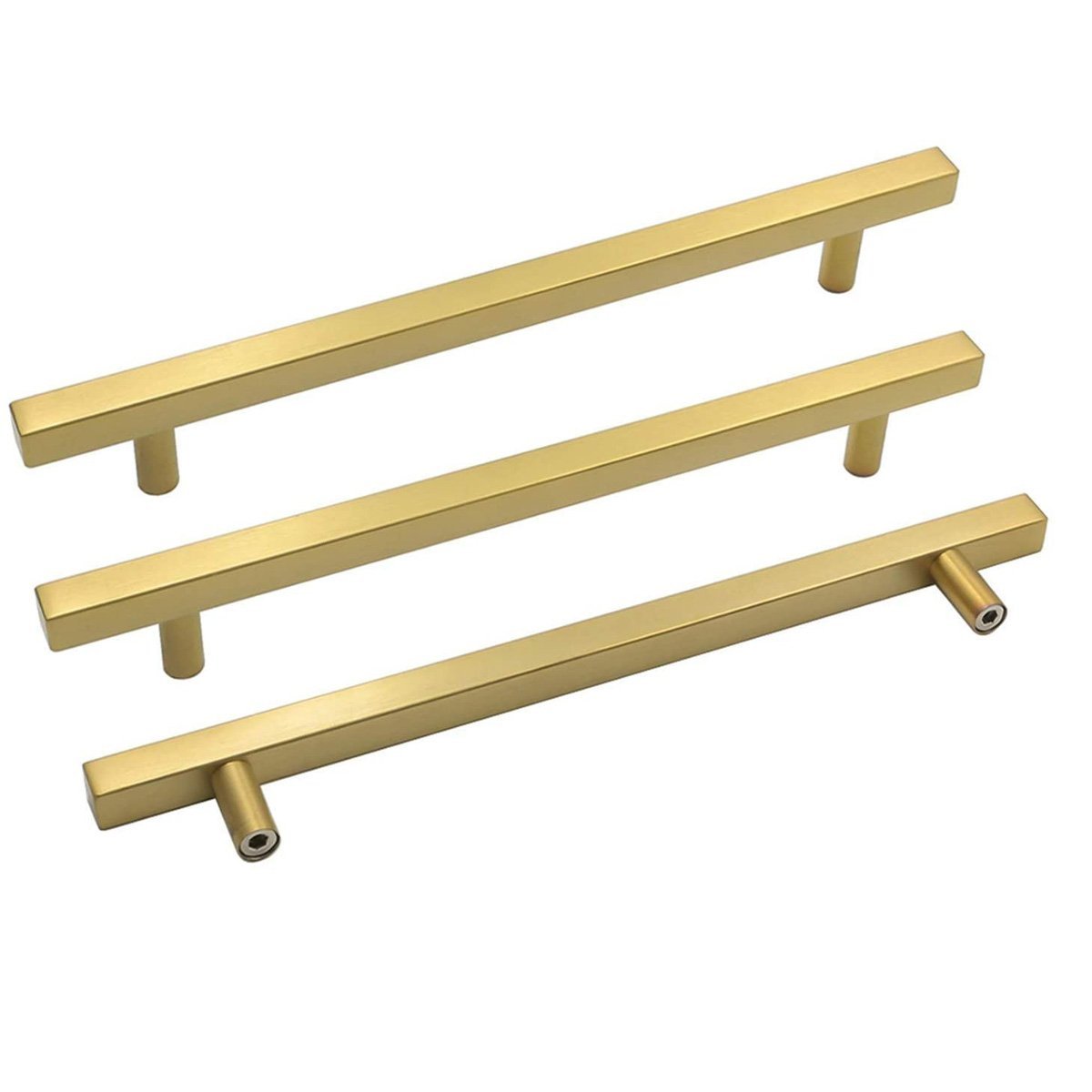 Brass Gold Square Bar Cabinet Drawer Pulls and Knobs -Homdiy