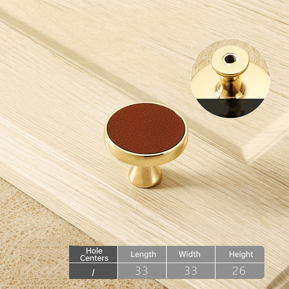 Gold and Brown Leather Kitchen Cabinet Handles -Homdiy