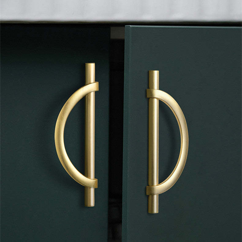 Zinc Alloy Brushed Gold Cabinet Handle Semicircle Dresser Knobs -Homdiy