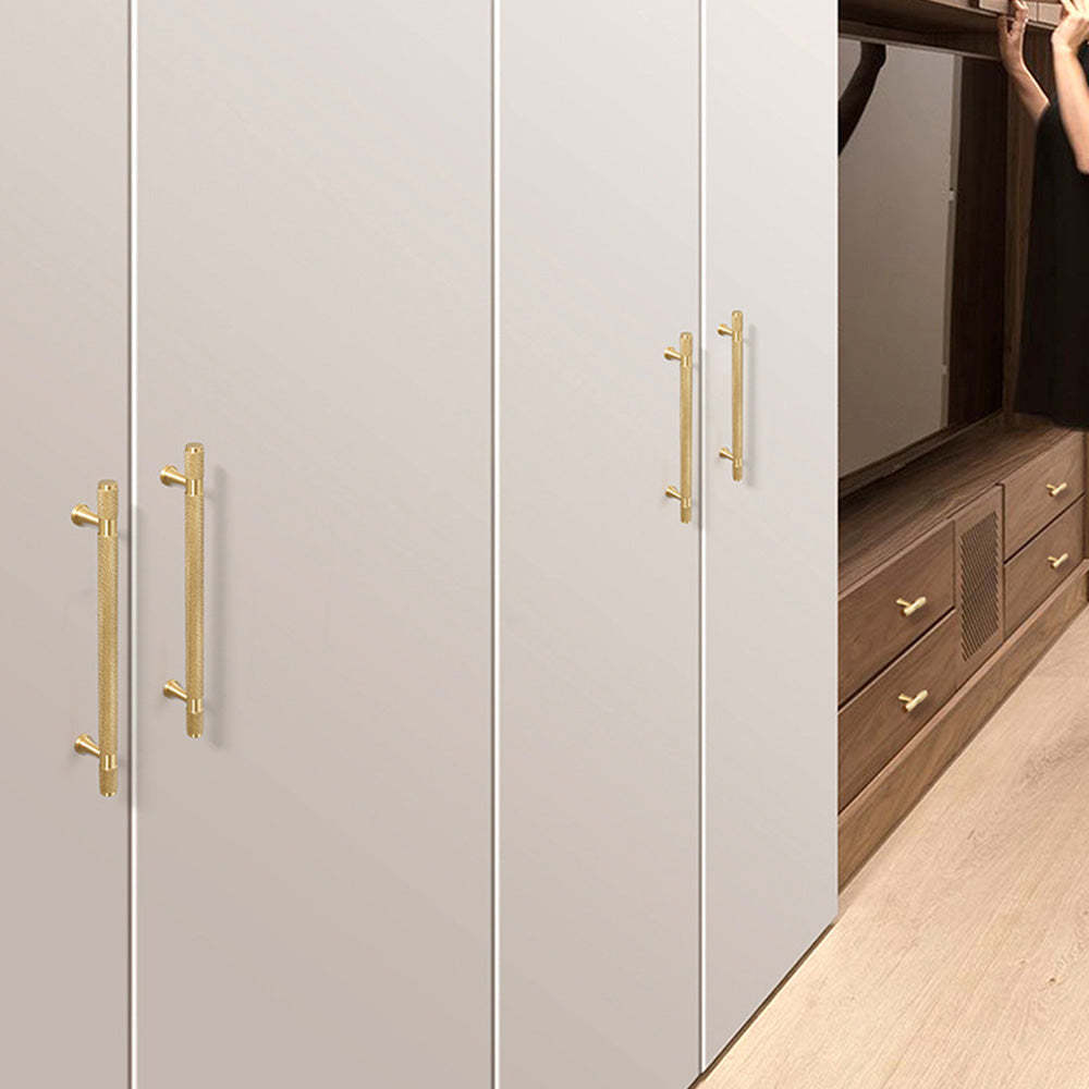 Cylinder Long Brass Drawer Handles Cabinet Pulls -Homdiy