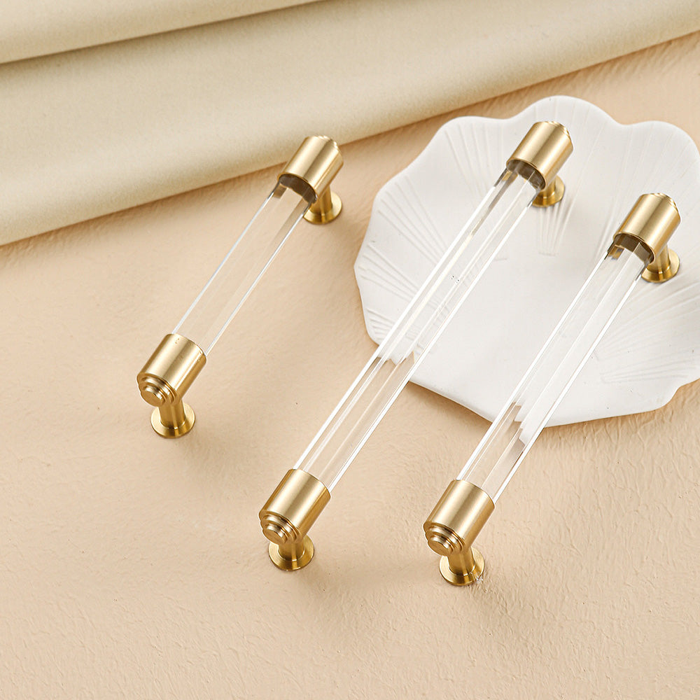 Brass Crystal Cabinet Handles - Decorative Drawer Pulls
