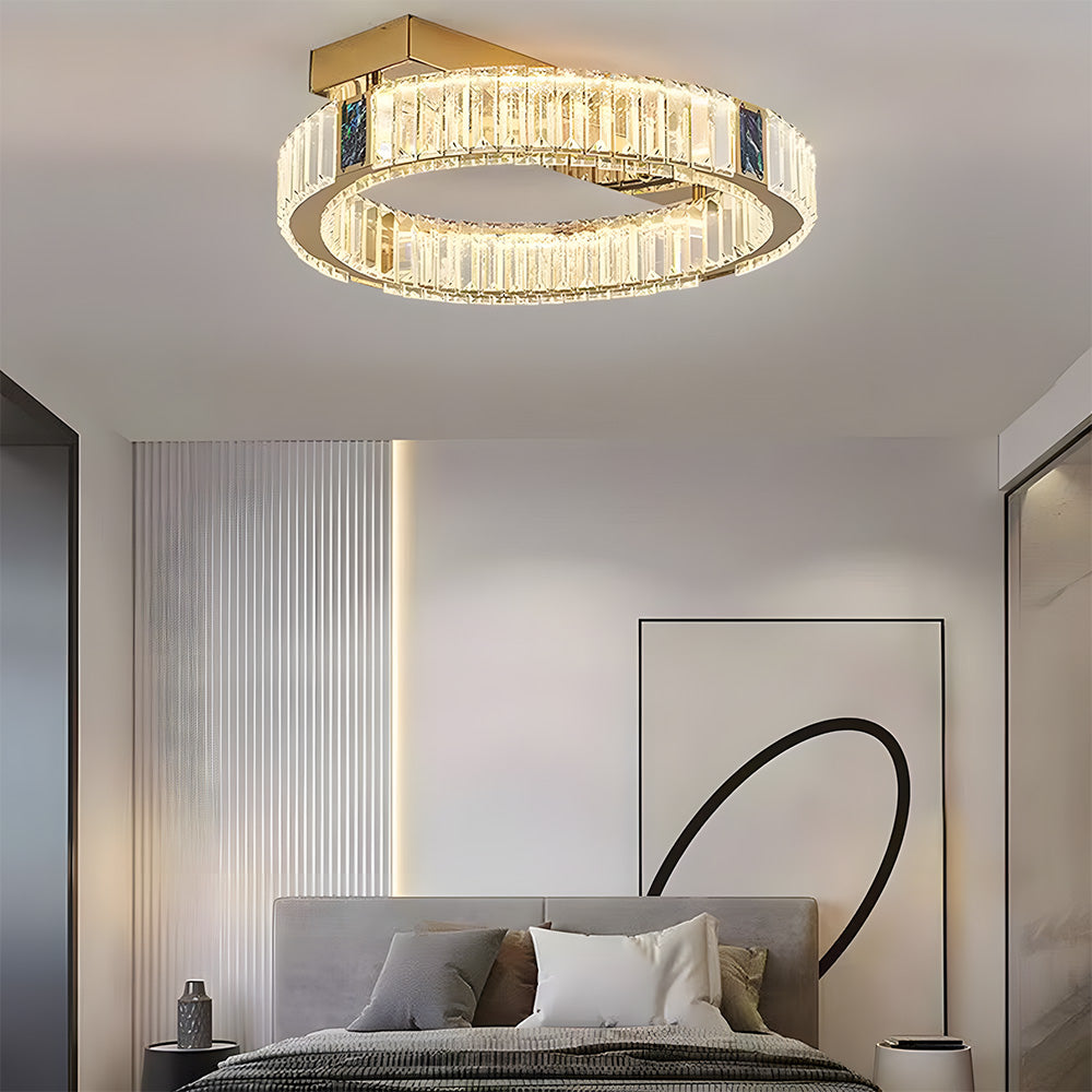 Modern Gold Crystal LED Ring Flush Mount Ceiling Light