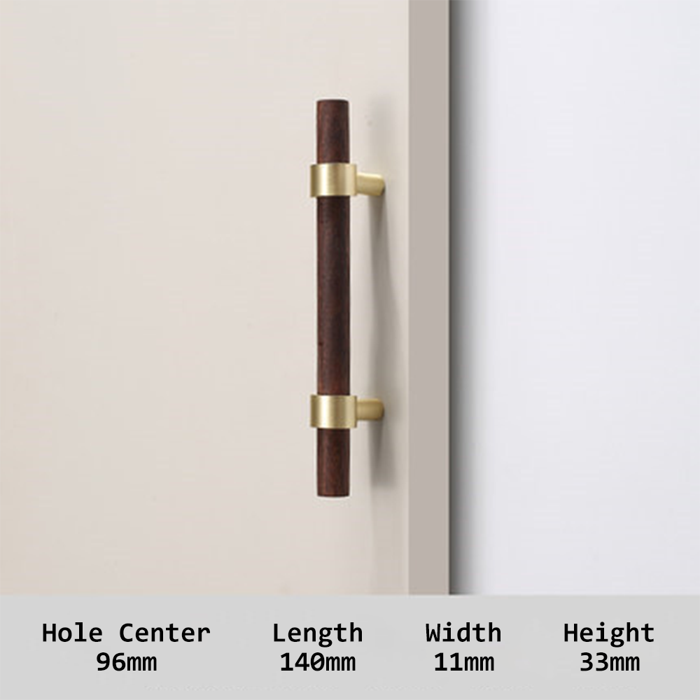 Walnut & Beech Drawer Dresser Pulls Wooden Cabinet Pulls With Brass Base -Homdiy