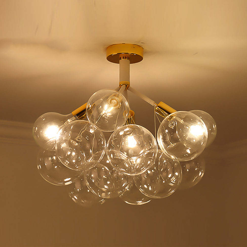 Modern Glass Bubble Semi Flush Mount Ceiling Chandelier -Homdiy