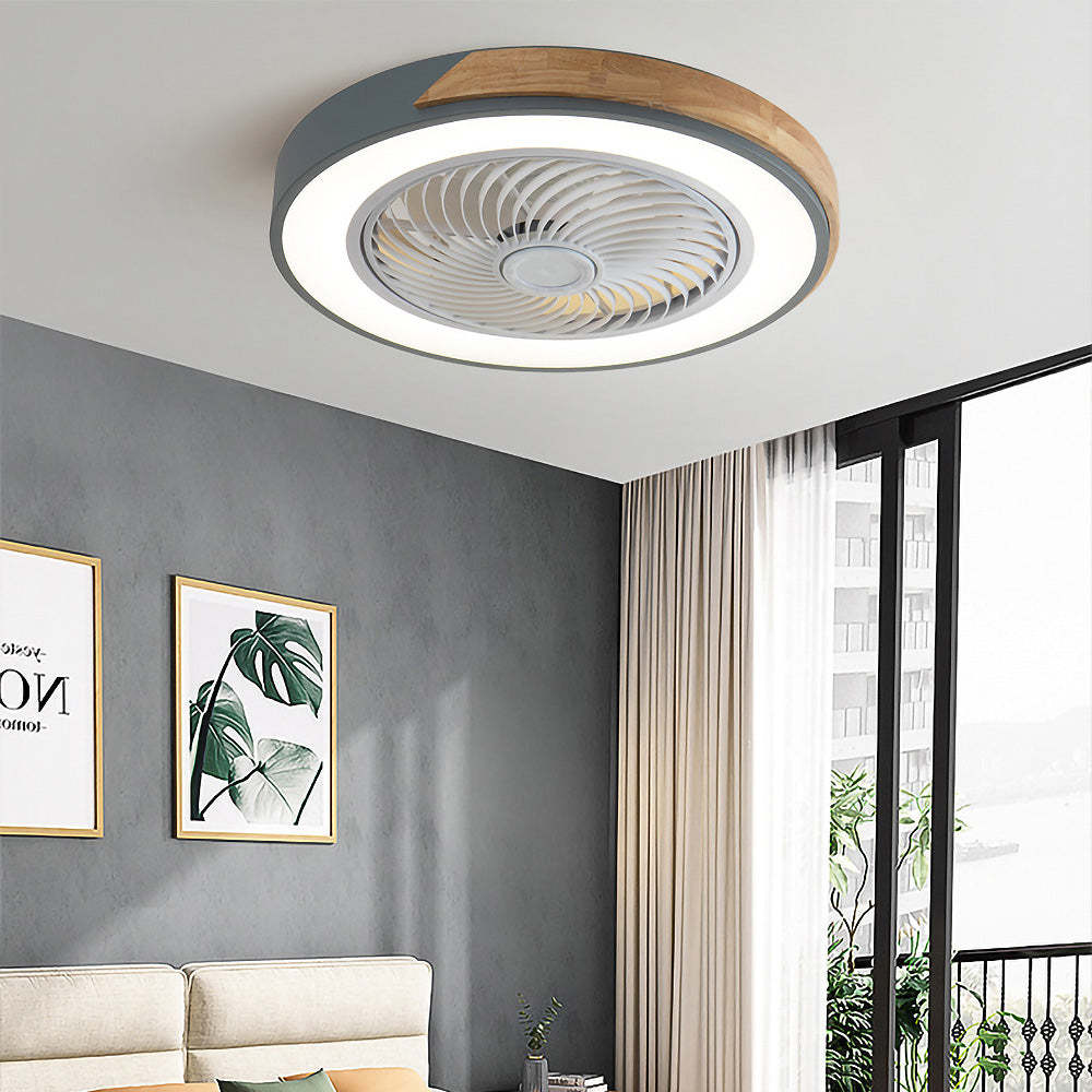 Modern Wood Round Ceiling Fans With LED Lights -Homdiy
