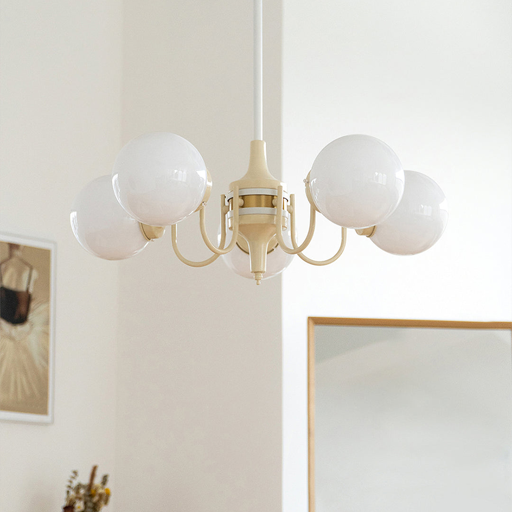 Modern Cream Ball Glass Chandelier -Homdiy