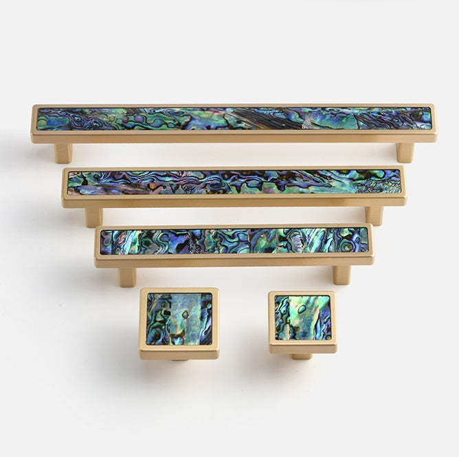 Luxury Natural Shell Green Cabinet Pulls -Homdiy