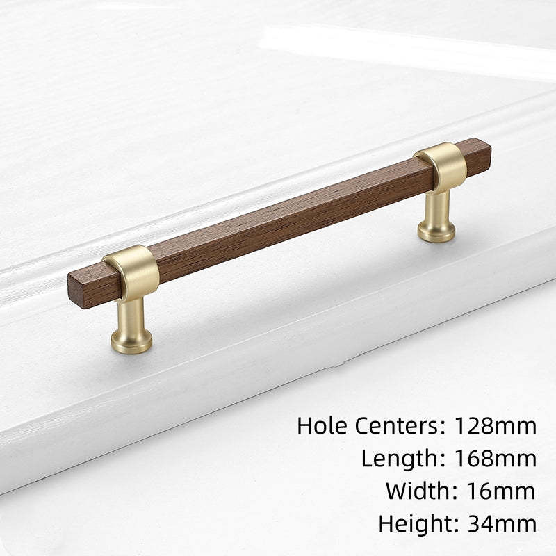 Black Walnut Square Cabinet Handles Beech Wood Drawer Pulls -Homdiy