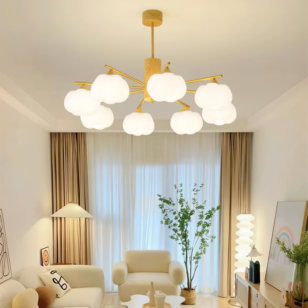 Creative Wooden Cotton Balls Living Room Chandelier -Homdiy