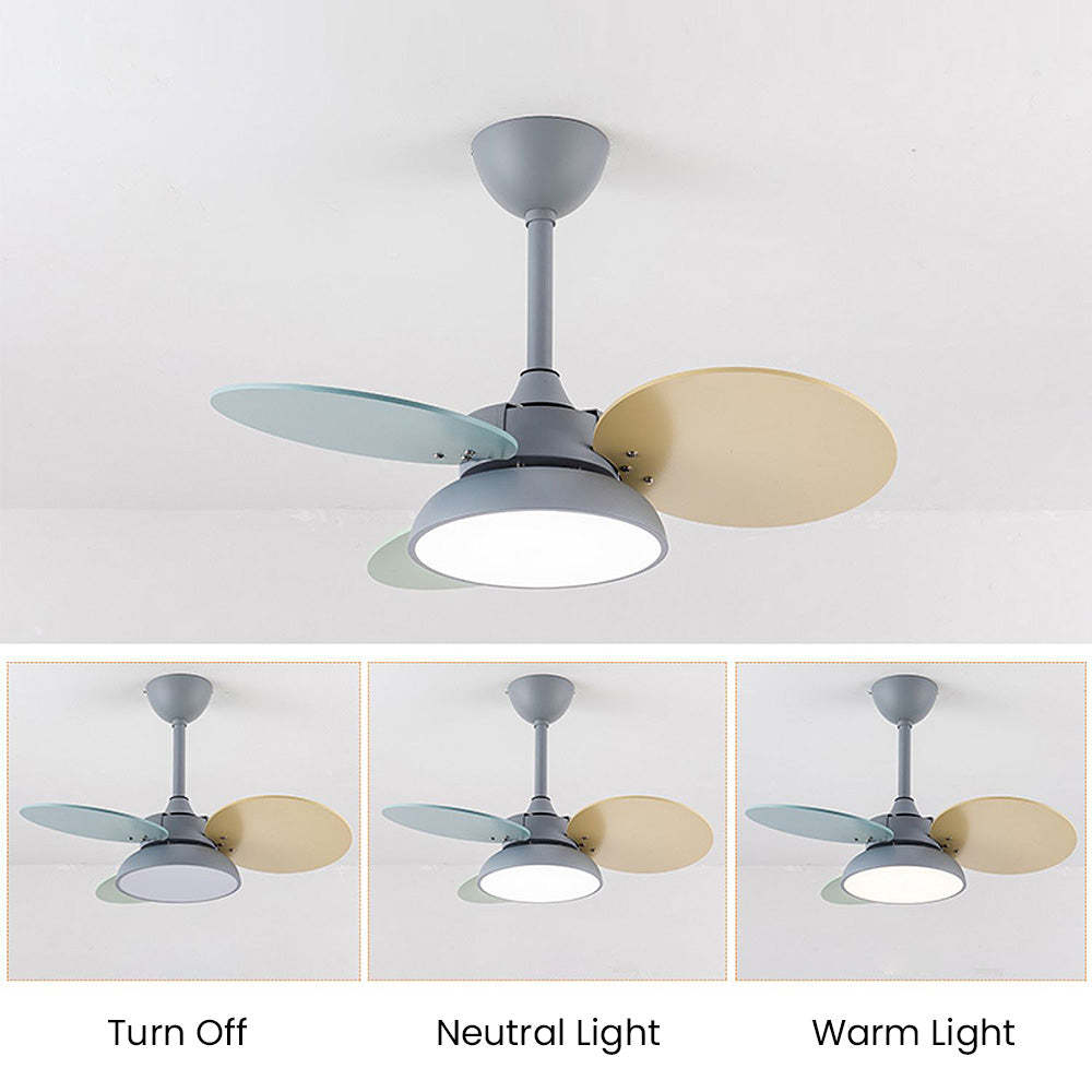 Cute Colorful Semi-Flush Ceiling Fan With LED Bedroom Lighting -Homdiy