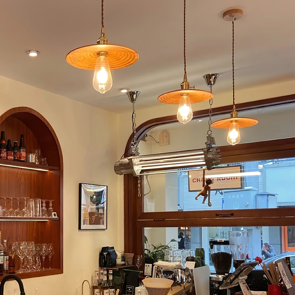 Retro Walnut Conical Pendant Light -Homdiy