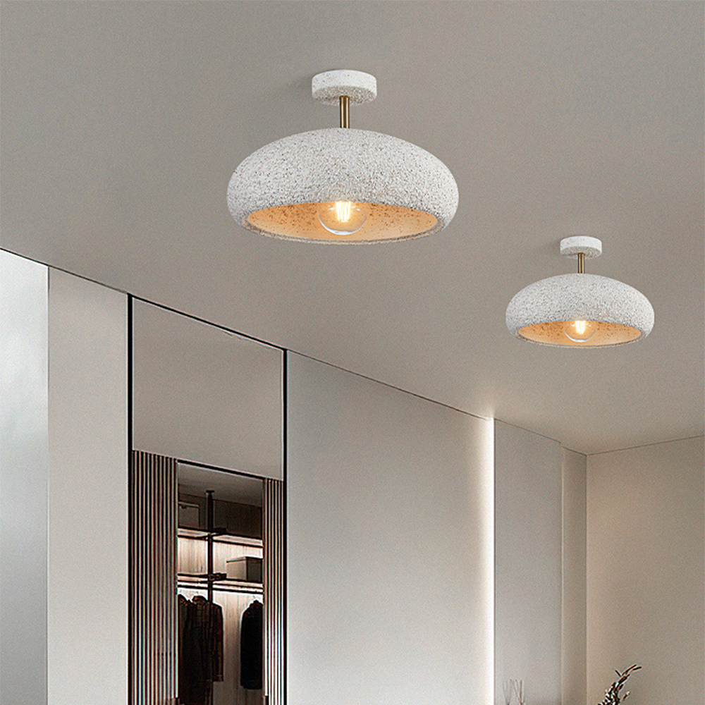 Nordic Stone Style Semi-Flush Ceiling Light -Homdiy