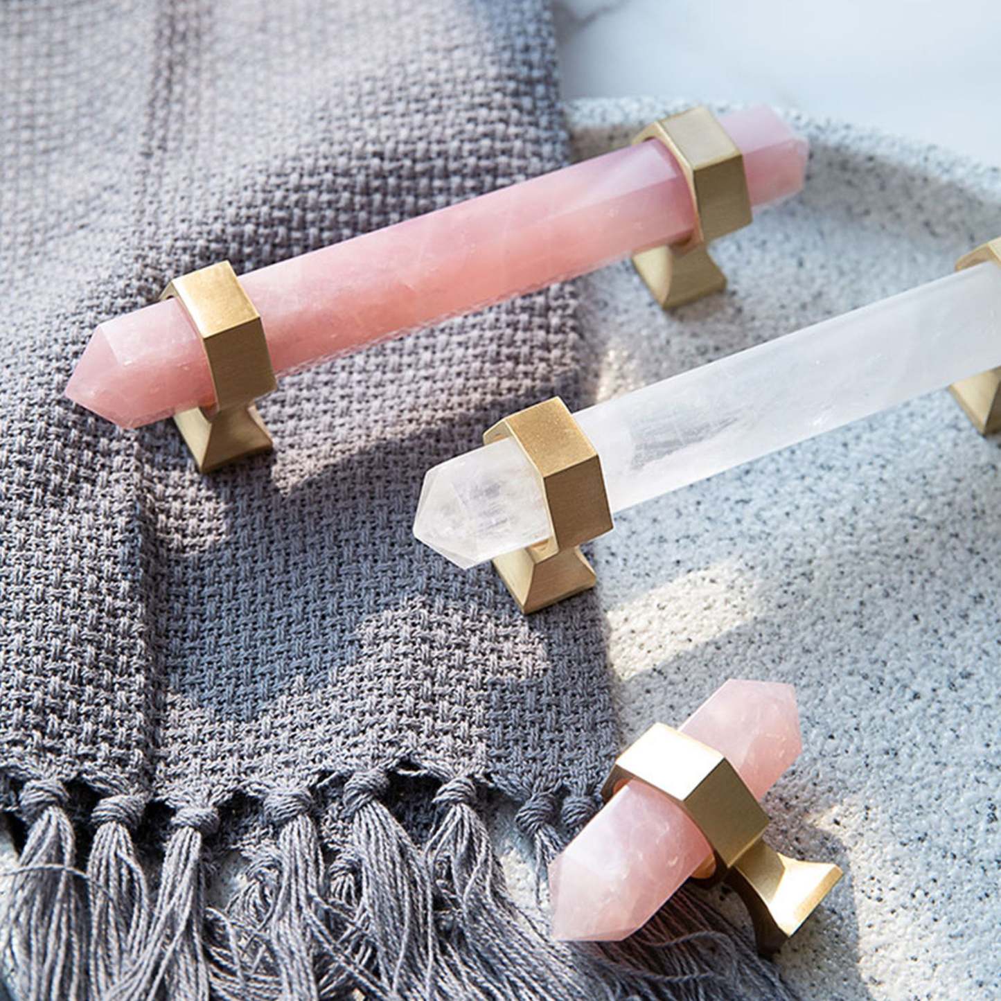  Luxury Natural Crystal Cabinet Handles And Wardrobe T Bar Knobs