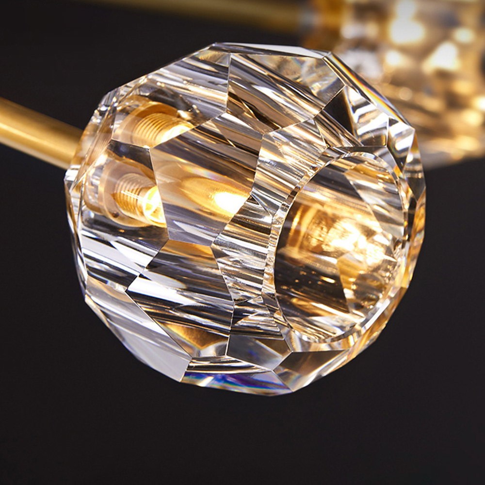 Modern Luxury Crystal Brass Molecule Chandelier Ceiling Light for Living Room