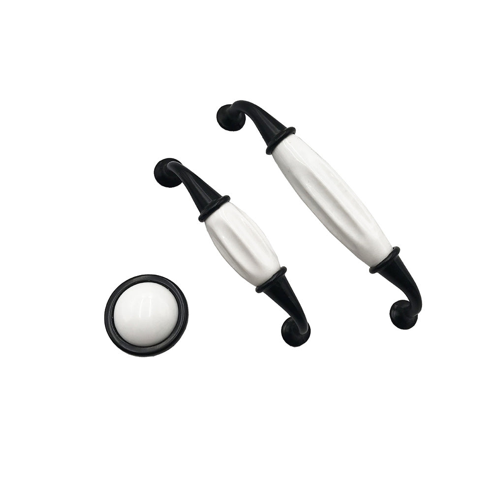 Vintage Black and White Cabinet Pulls Aluminium Alloy Drawer Pulls