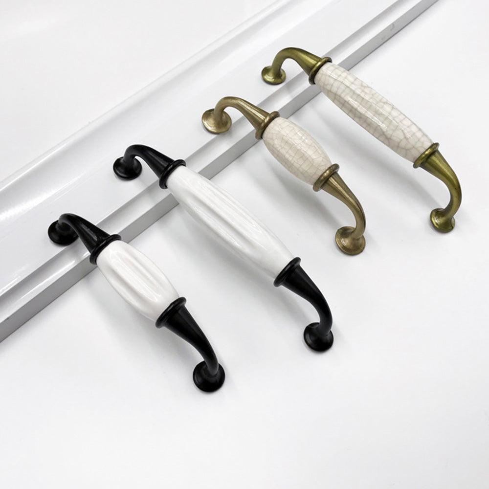 Vintage Black and White Cabinet Pulls Aluminium Alloy Drawer Pulls