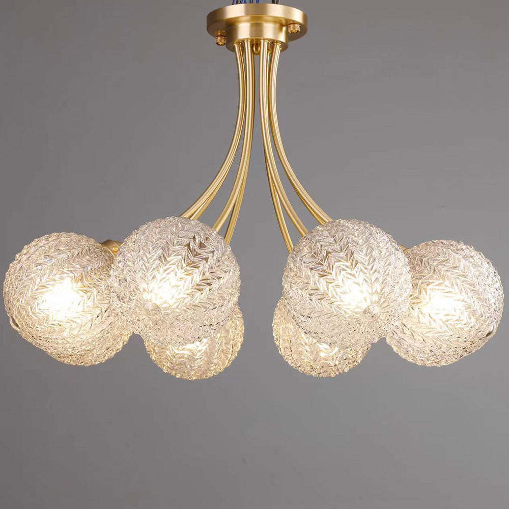 Modern Gold Brass Glass Semi Flush Mount Ceiling Light -Homdiy