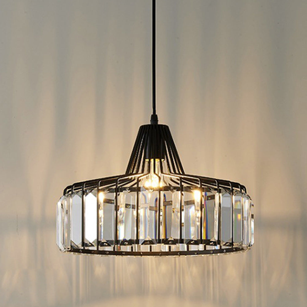 Modern Black Crystal Pendant Light for Dining Room