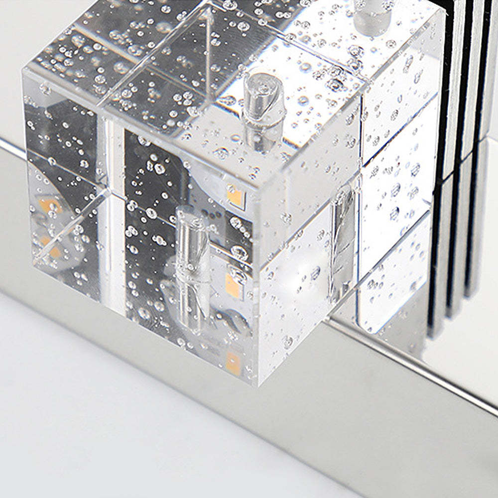 Crystal Block Silver Bathroom Vanity Wall Light -Homdiy