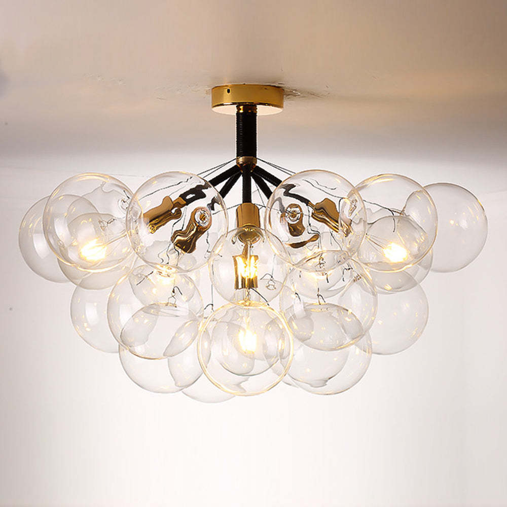 Modern Glass Bubble Semi Flush Mount Ceiling Chandelier -Homdiy
