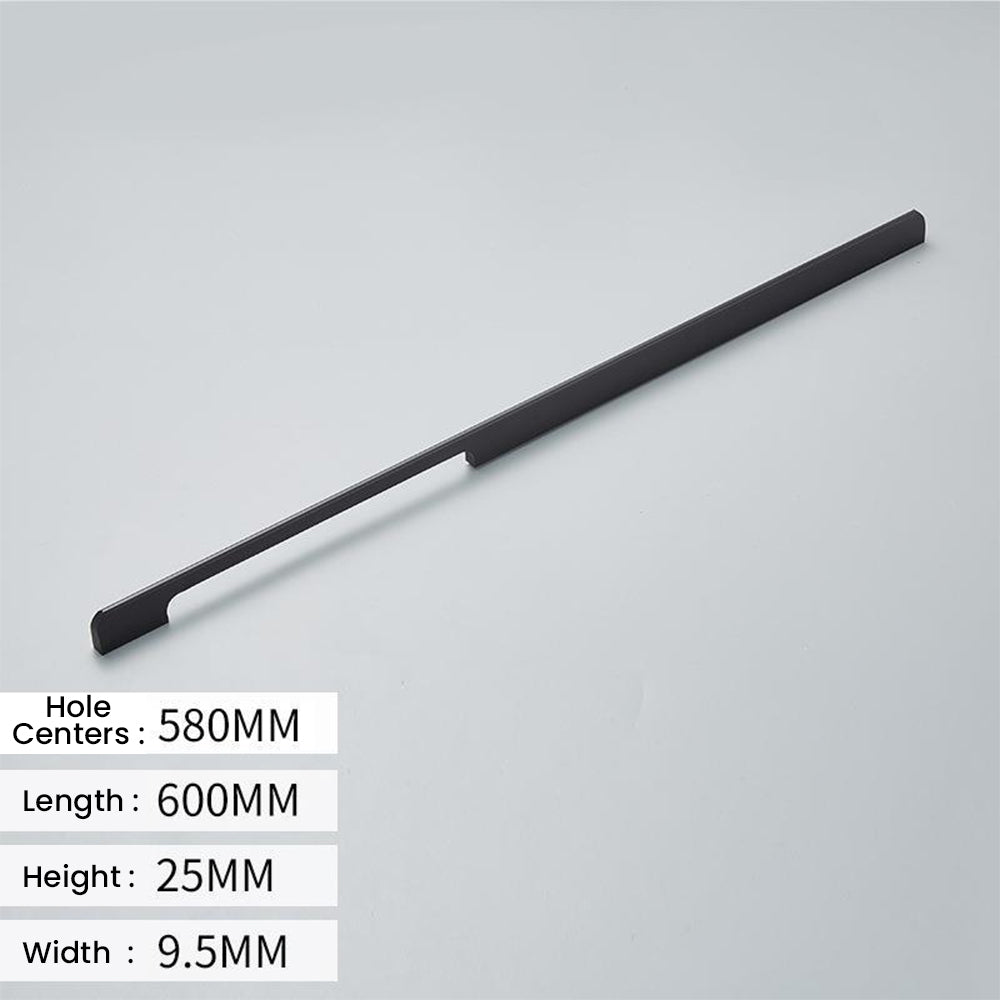 Solid Aluminum Alloy Modern Black Long Cabinet and Drawer Handles