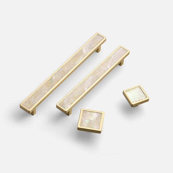 Luxury Natural Shell White Cabinet Pulls Brass Drawer Knobs -Homdiy