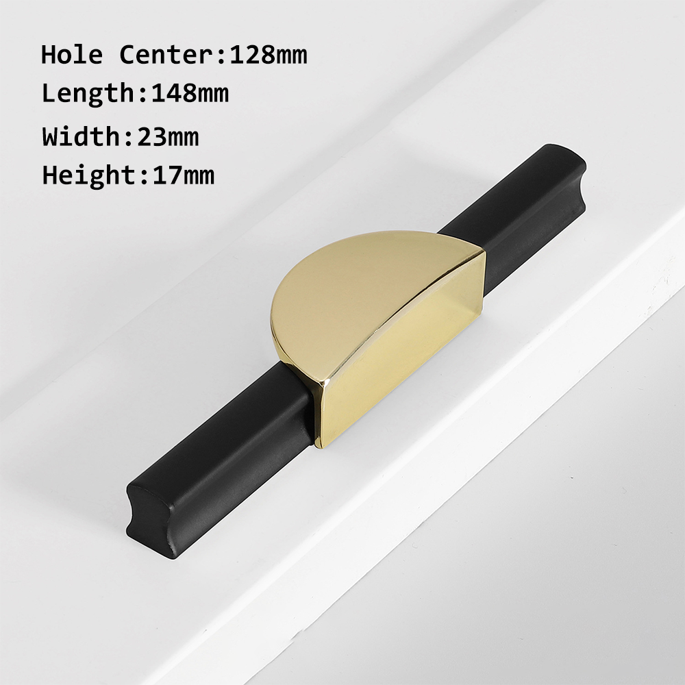 Gold & Black Semicircle Wardrobe Pulls Dresser Drawer Handles -Homdiy