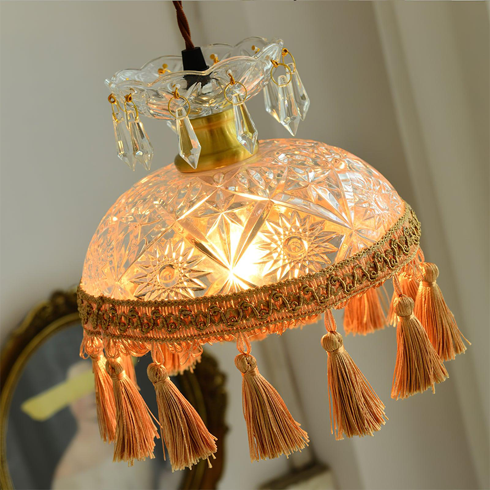 Tassel Dome Glass Pendant Light -Homdiy
