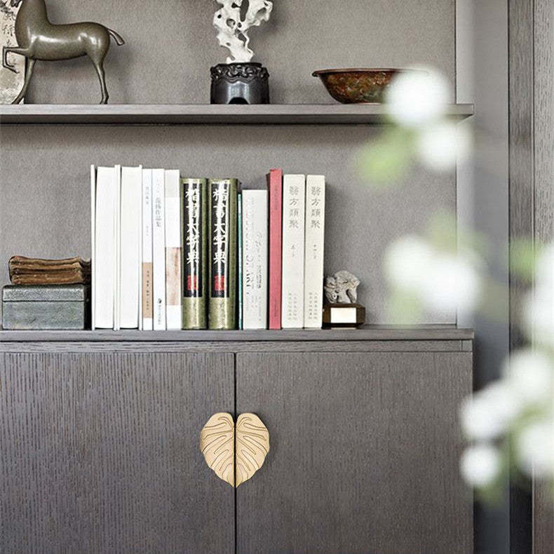 Leaf Brass Kitchen Pulls Drawer Knobs(A PAIR) -Homdiy