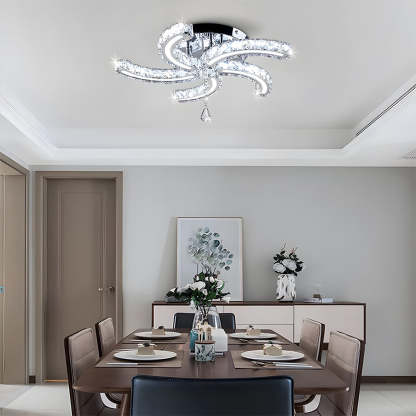 Crystal LED Ceiling Light 5 Arms Flush Mount Ceiling Light